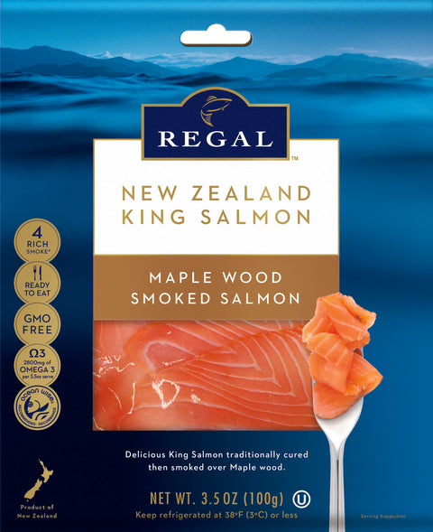 Regal New Zealand King Salmon – Maple Wood Smoked Salmon Slices - 3.5 oz
