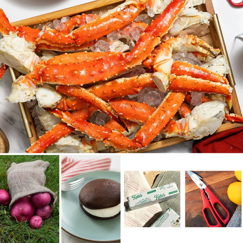 Colossal Alaskan Red King Crab Feast for Two — crab, potatoes, whoopie pies, Kate's Butter and seafood shears
