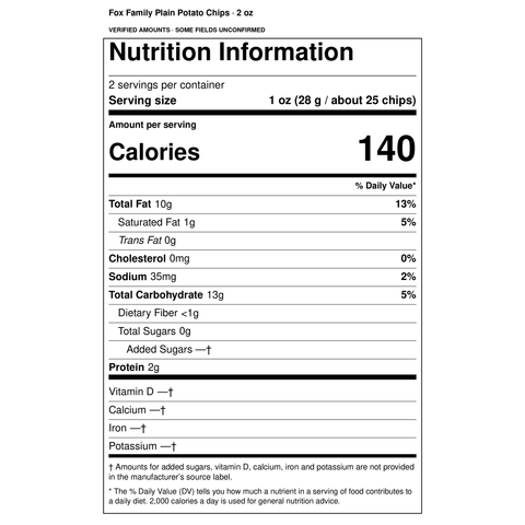 Fox Family Potato Chips - 2.0oz