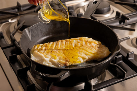 Pan-searing Icelandic cod in olive oil
