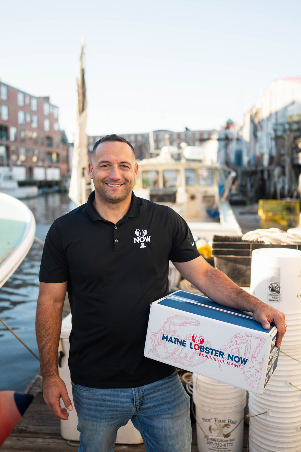 Julian Klenda, founder of Maine Lobster Now, on Portland’s waterfront