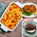 Maine Lobster Mac & Crab Cake Gift Box overview with lobster mac, two crab cakes and original whoopie pie