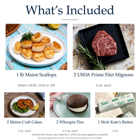 Maine Scallops & Filet Mignon Dinner for Two