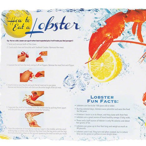 How To Eat A Lobster Placemat 10 Pack - Maine Lobster Now