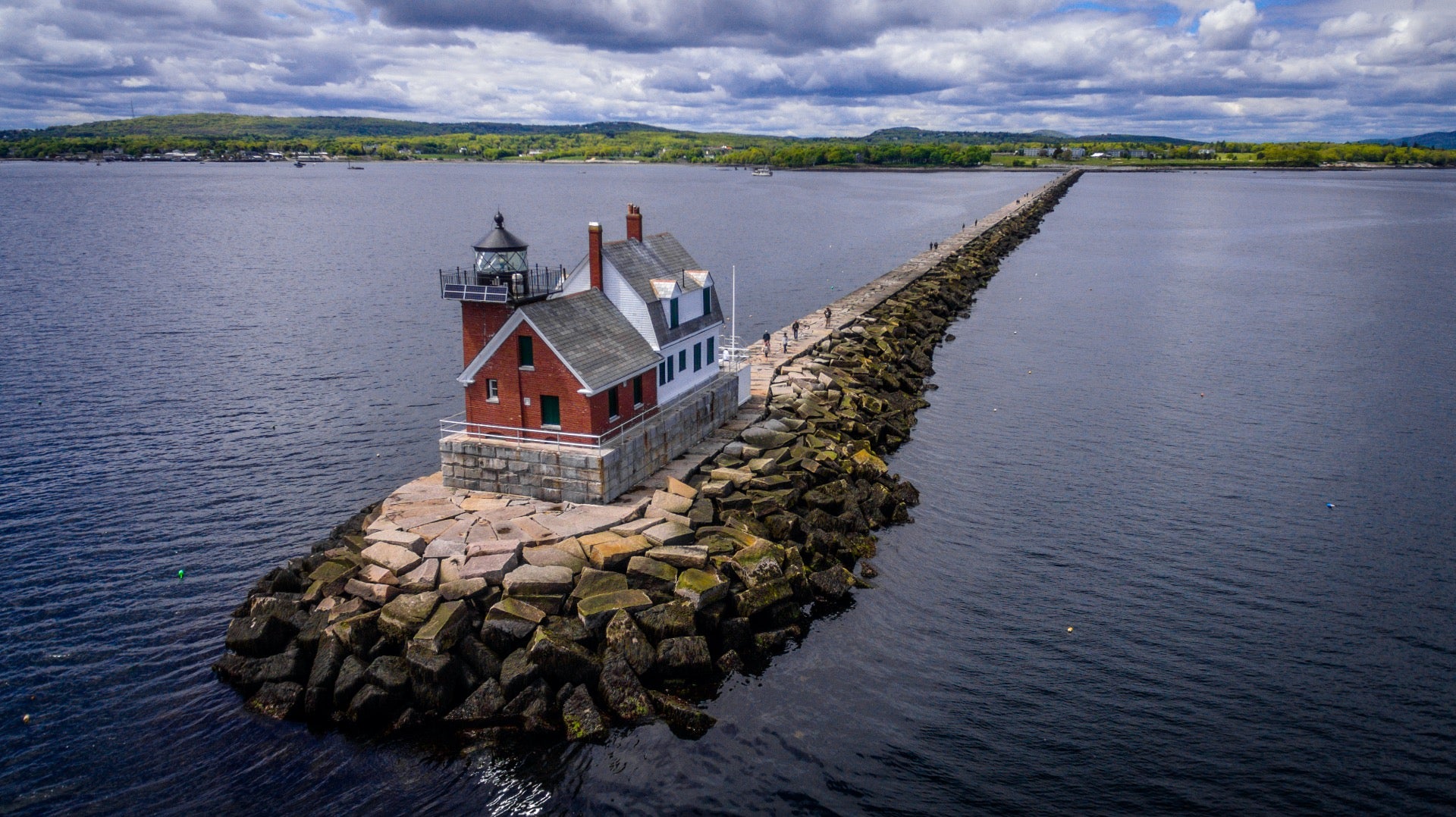 Rock path out to a lighthouse