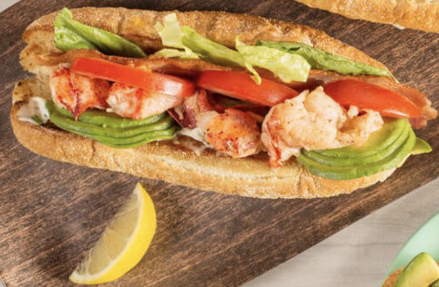 Seafood sub on a cutting board