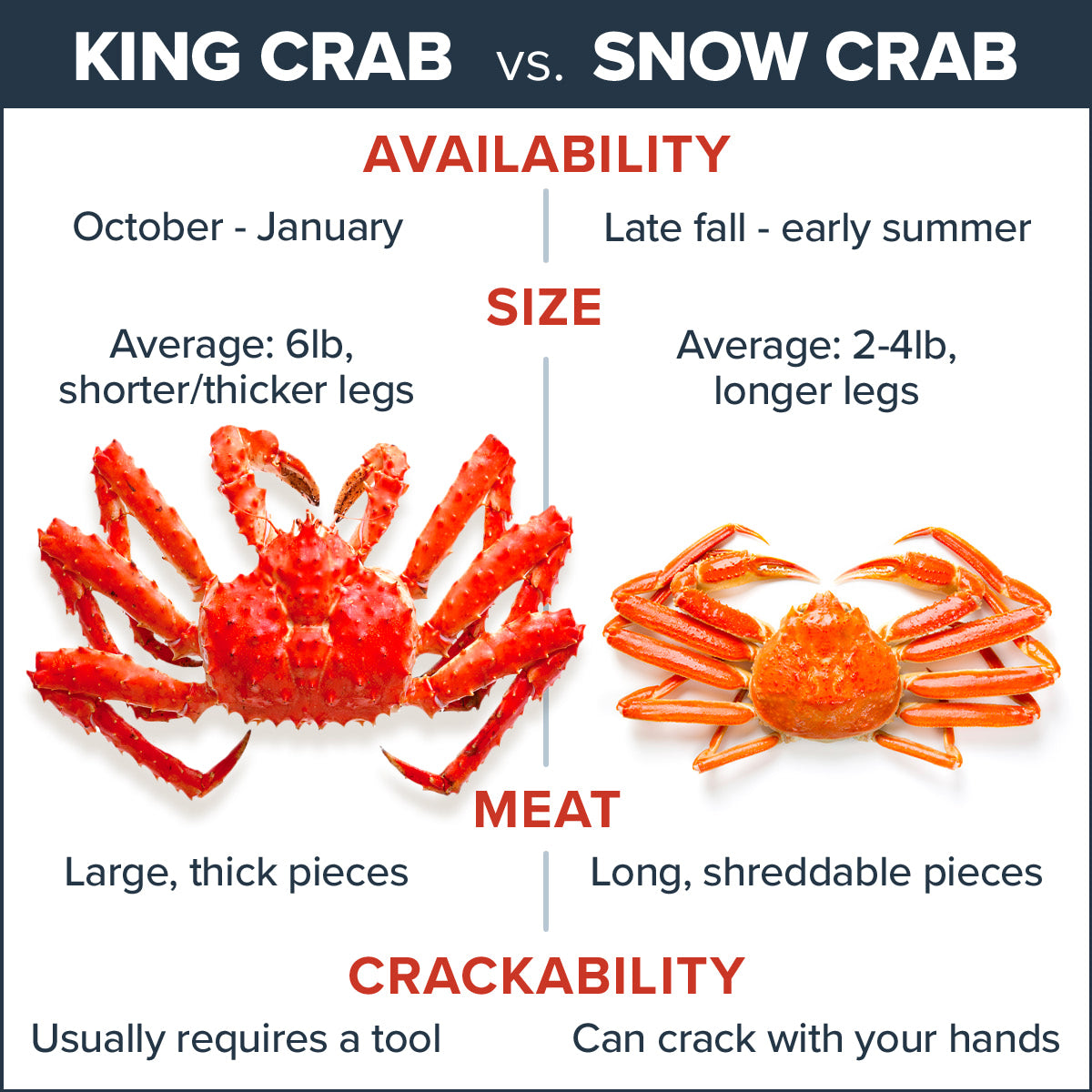 Differences Between Snow Crab vs King Crab | Maine Lobster Now